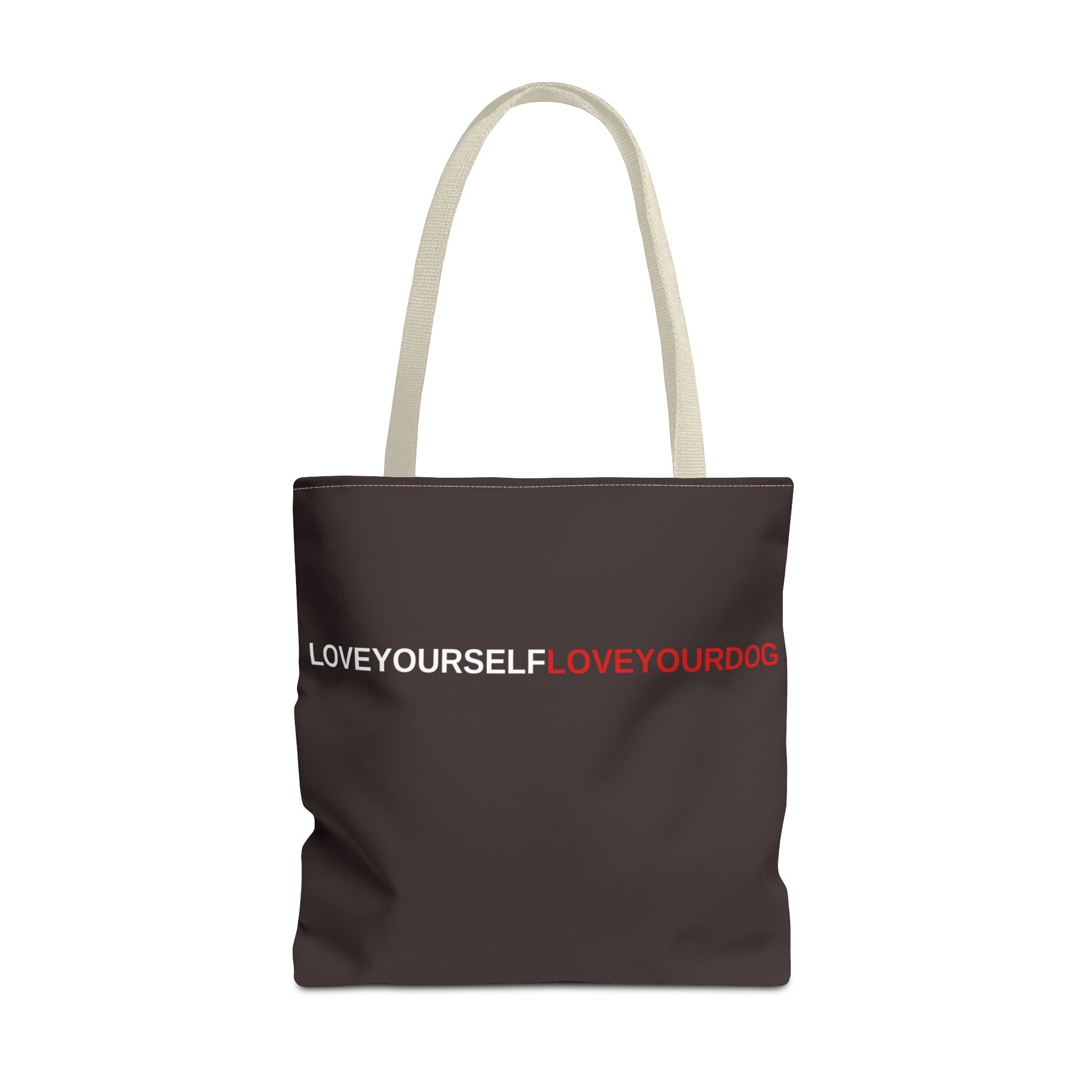 THE TUCKER FALL Love Yourself Love Your Dog Tote Bag — Minimalist Typography Dog Lover Tote