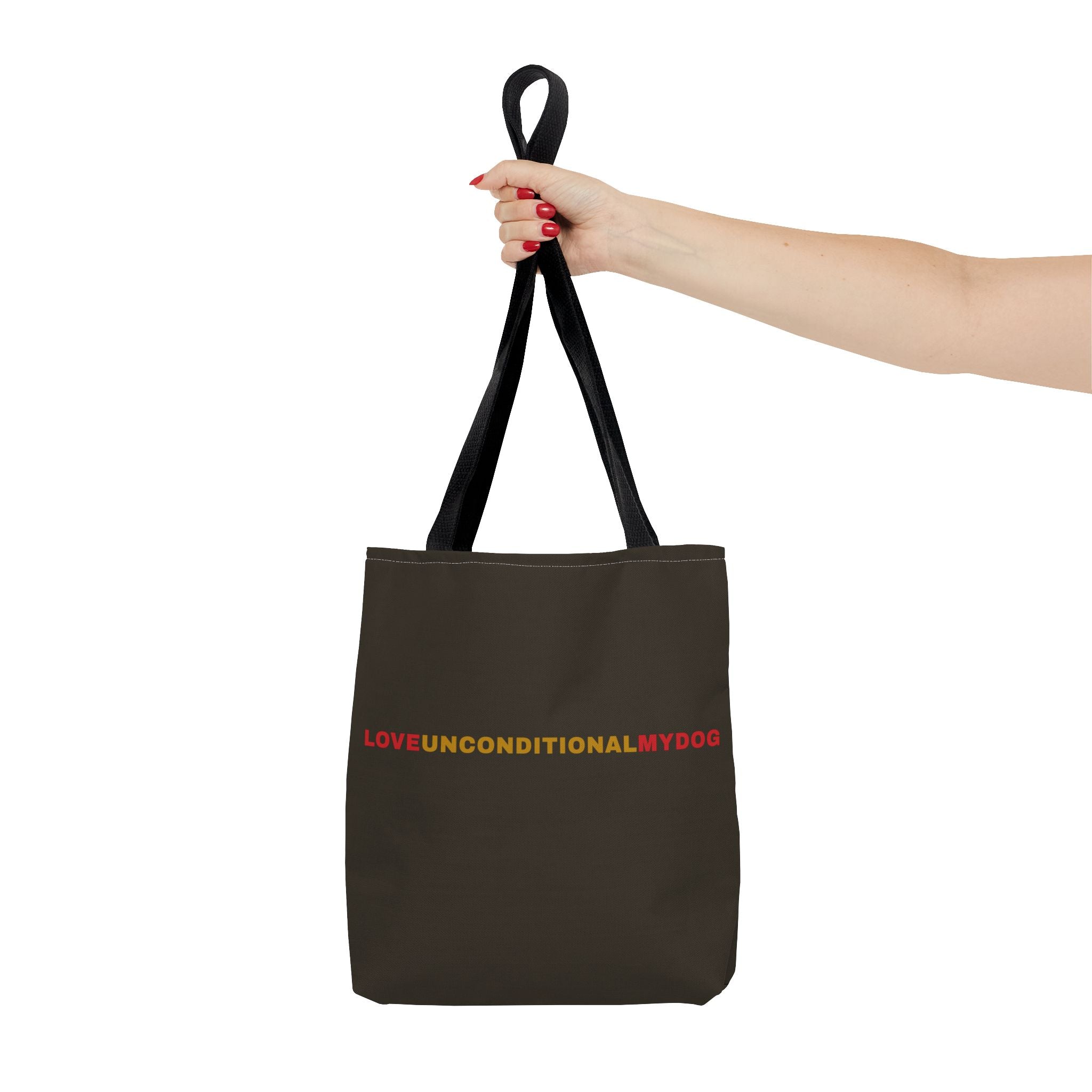 THE GLORY TOTE Love Unconditional My Dog Tote Bag — Maroon Dog Lover Tote (Text Design)