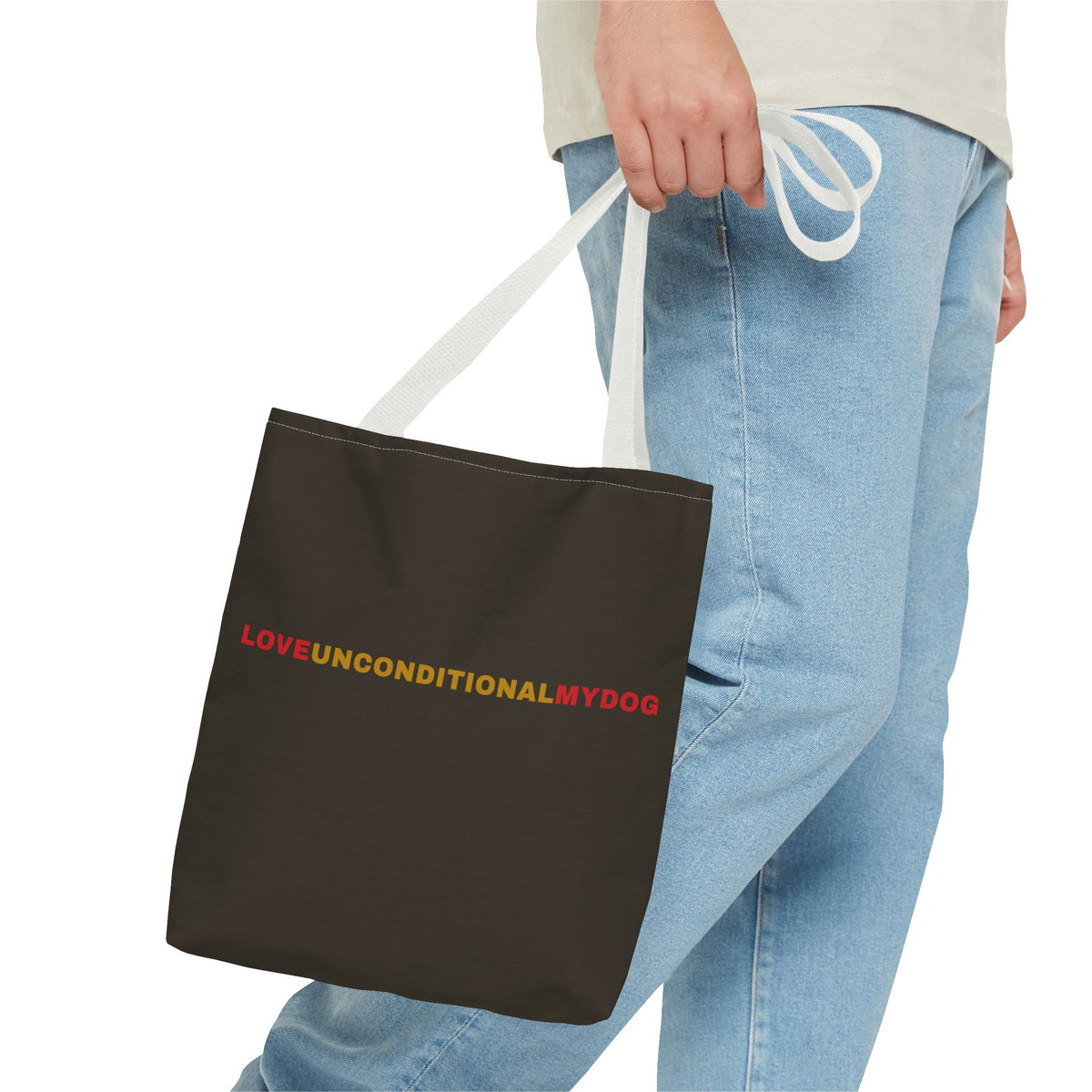 THE GLORY TOTE Love Unconditional My Dog Tote Bag — Maroon Dog Lover Tote (Text Design)