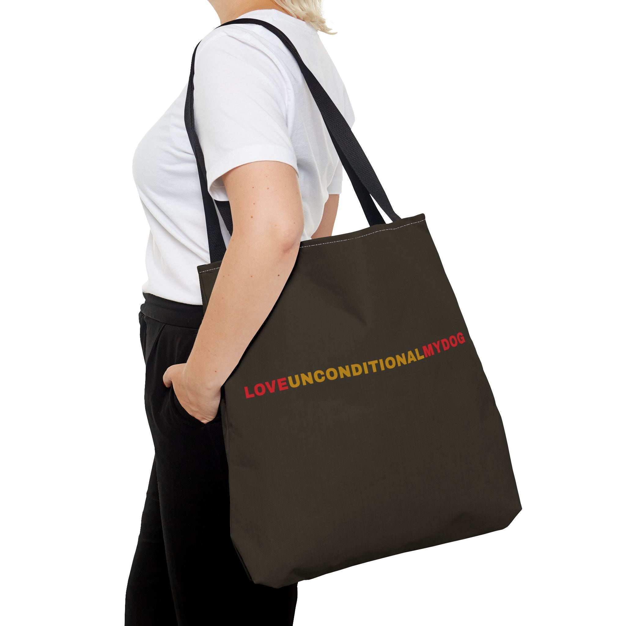 THE GLORY TOTE Love Unconditional My Dog Tote Bag — Maroon Dog Lover Tote (Text Design)