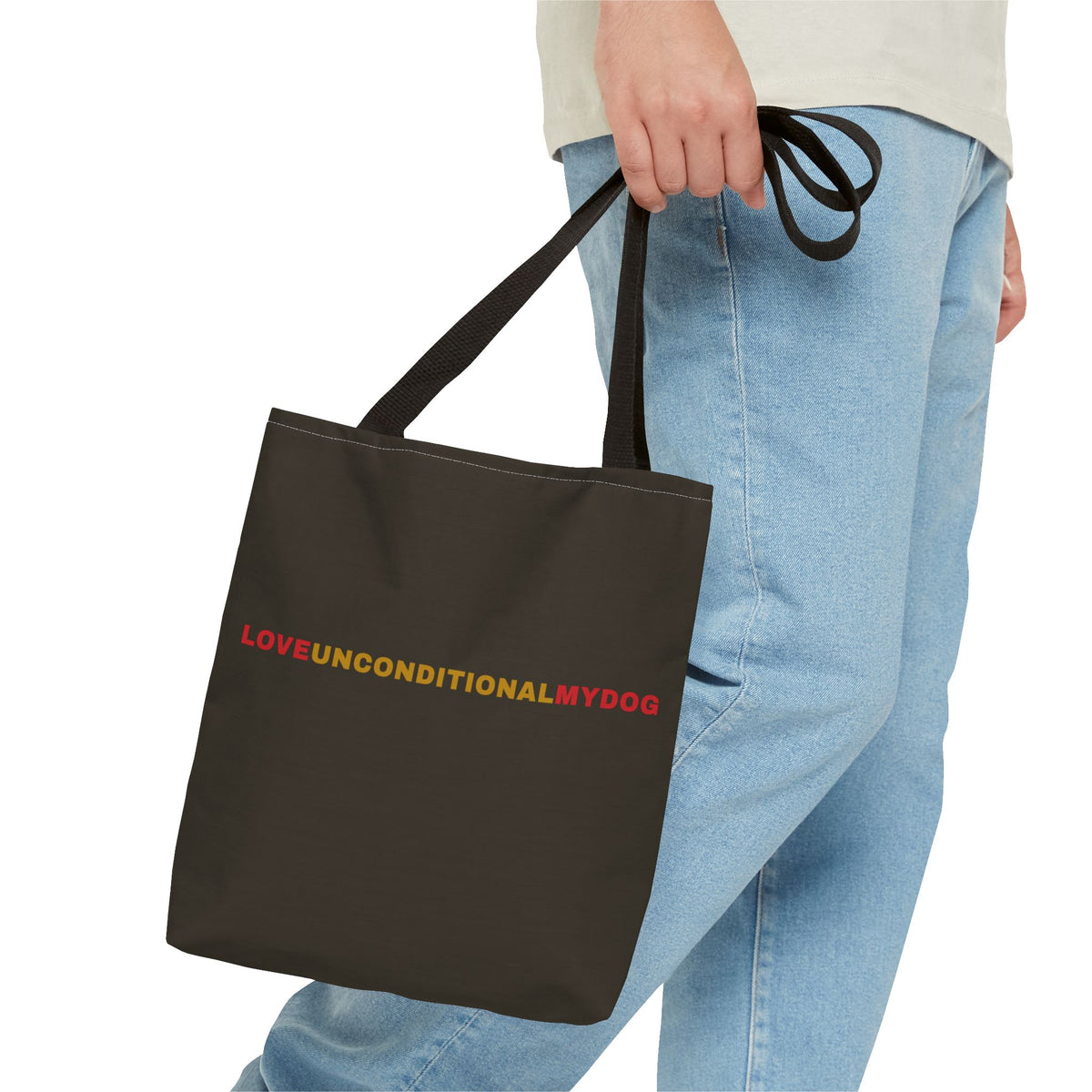 THE GLORY TOTE Love Unconditional My Dog Tote Bag — Maroon Dog Lover Tote (Text Design)