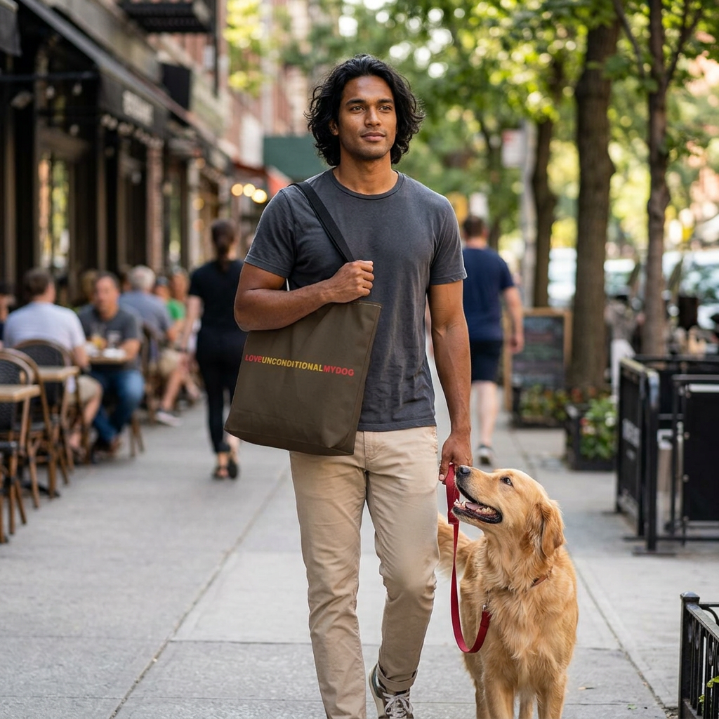 THE GLORY TOTE Love Unconditional My Dog Tote Bag — Maroon Dog Lover Tote (Text Design)