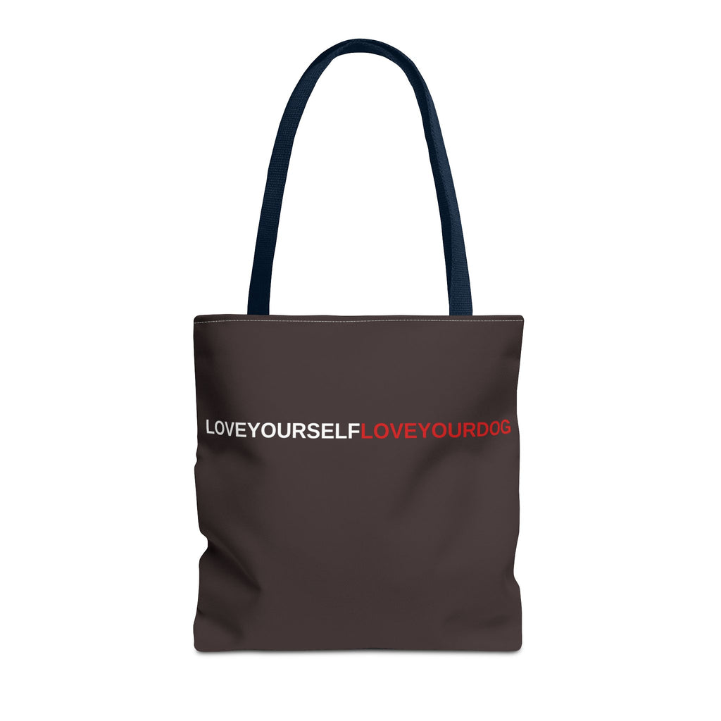 THE TUCKER FALL Love Yourself Love Your Dog Tote Bag — Minimalist Typography Dog Lover Tote