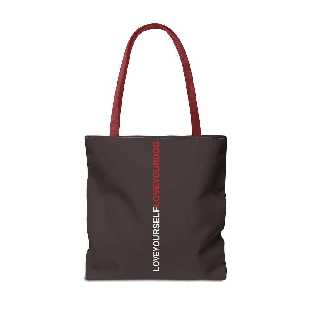 THE TUCKER FALL Love Yourself Love Your Dog Tote Bag — Minimalist Typography Dog Lover Tote