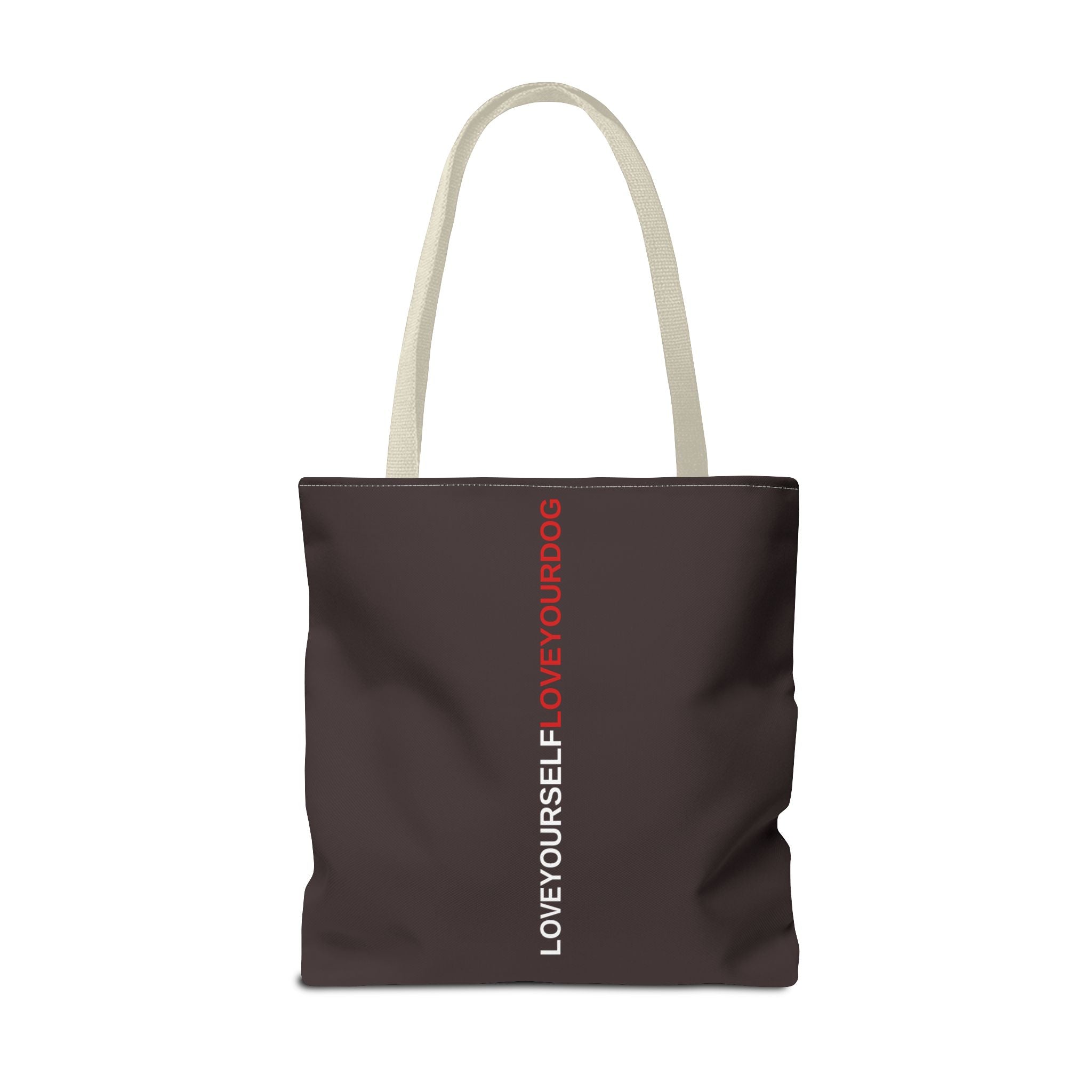 THE TUCKER FALL Love Yourself Love Your Dog Tote Bag — Minimalist Typography Dog Lover Tote