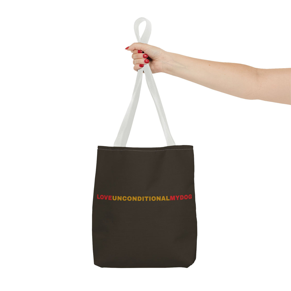 THE GLORY TOTE Love Unconditional My Dog Tote Bag — Maroon Dog Lover Tote (Text Design)