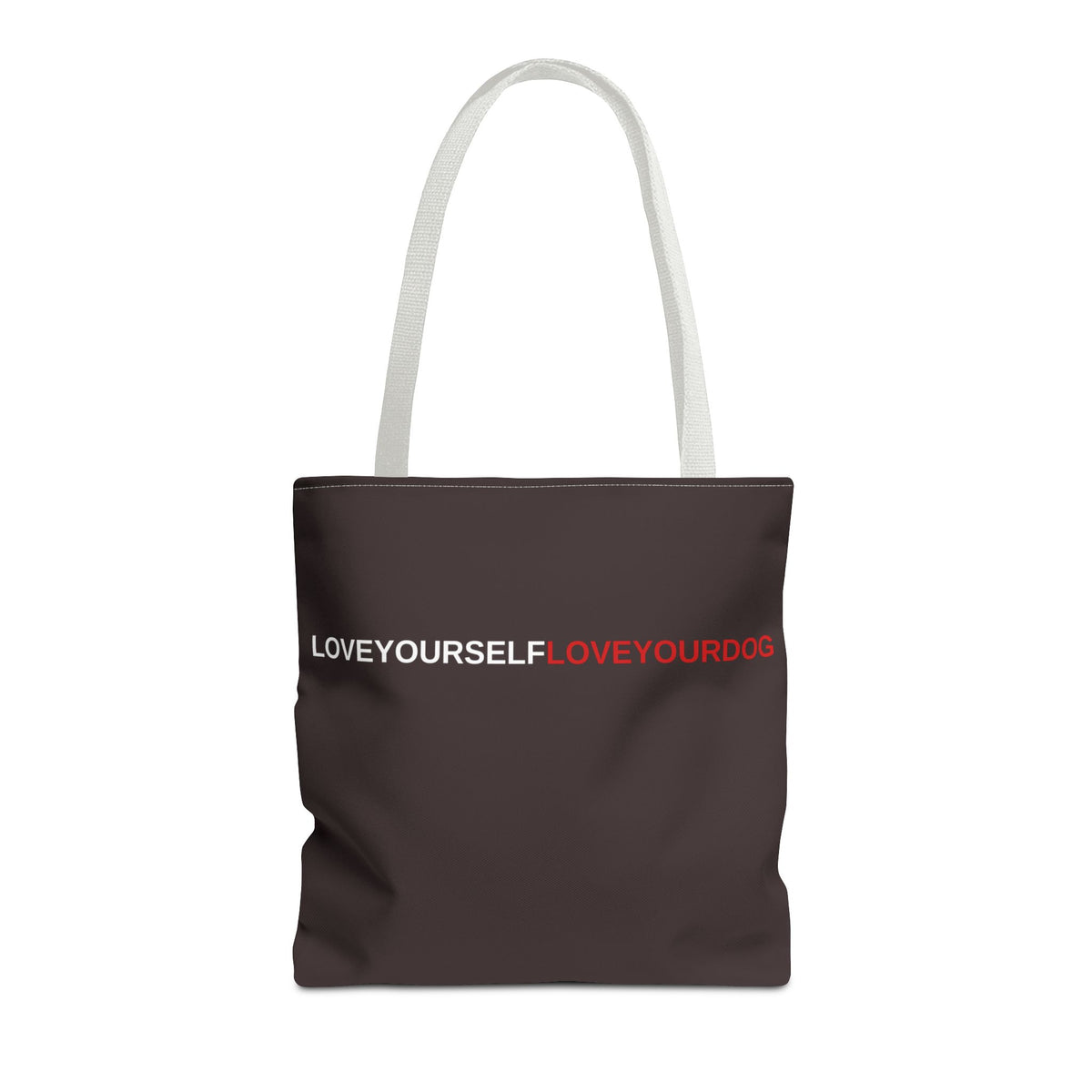 THE TUCKER FALL Love Yourself Love Your Dog Tote Bag — Minimalist Typography Dog Lover Tote