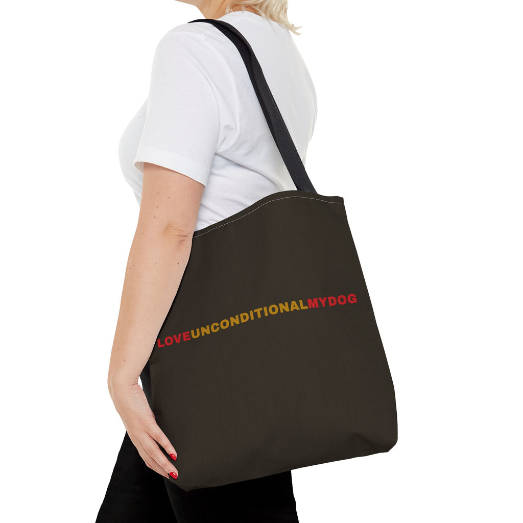 THE GLORY TOTE Love Unconditional My Dog Tote Bag — Maroon Dog Lover Tote (Text Design)