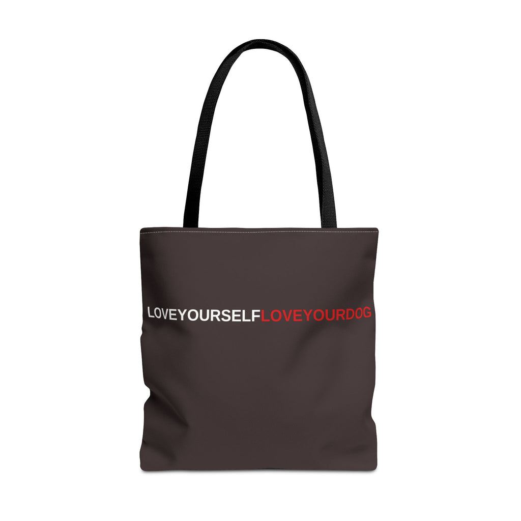 THE TUCKER FALL Love Yourself Love Your Dog Tote Bag — Minimalist Typography Dog Lover Tote