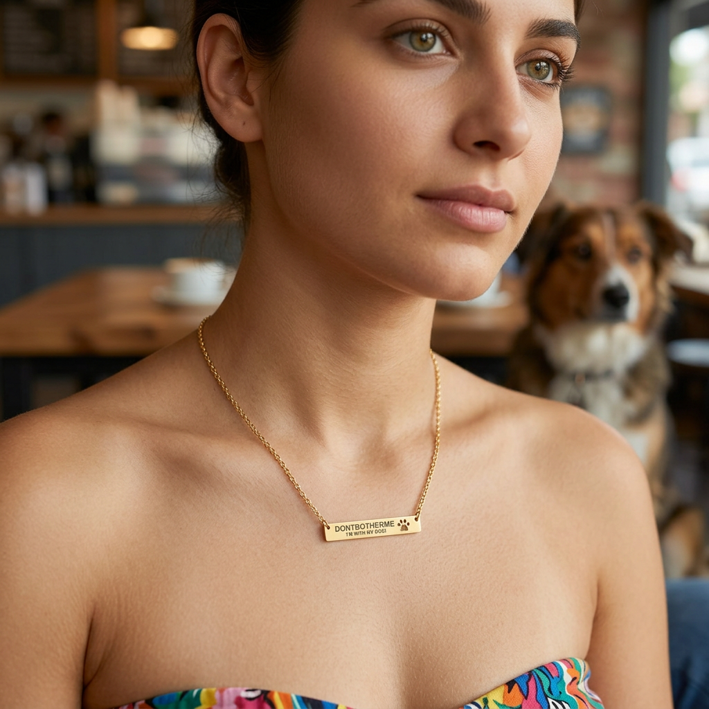 THE LUCY 2 — Engraved Paw Bar Necklace